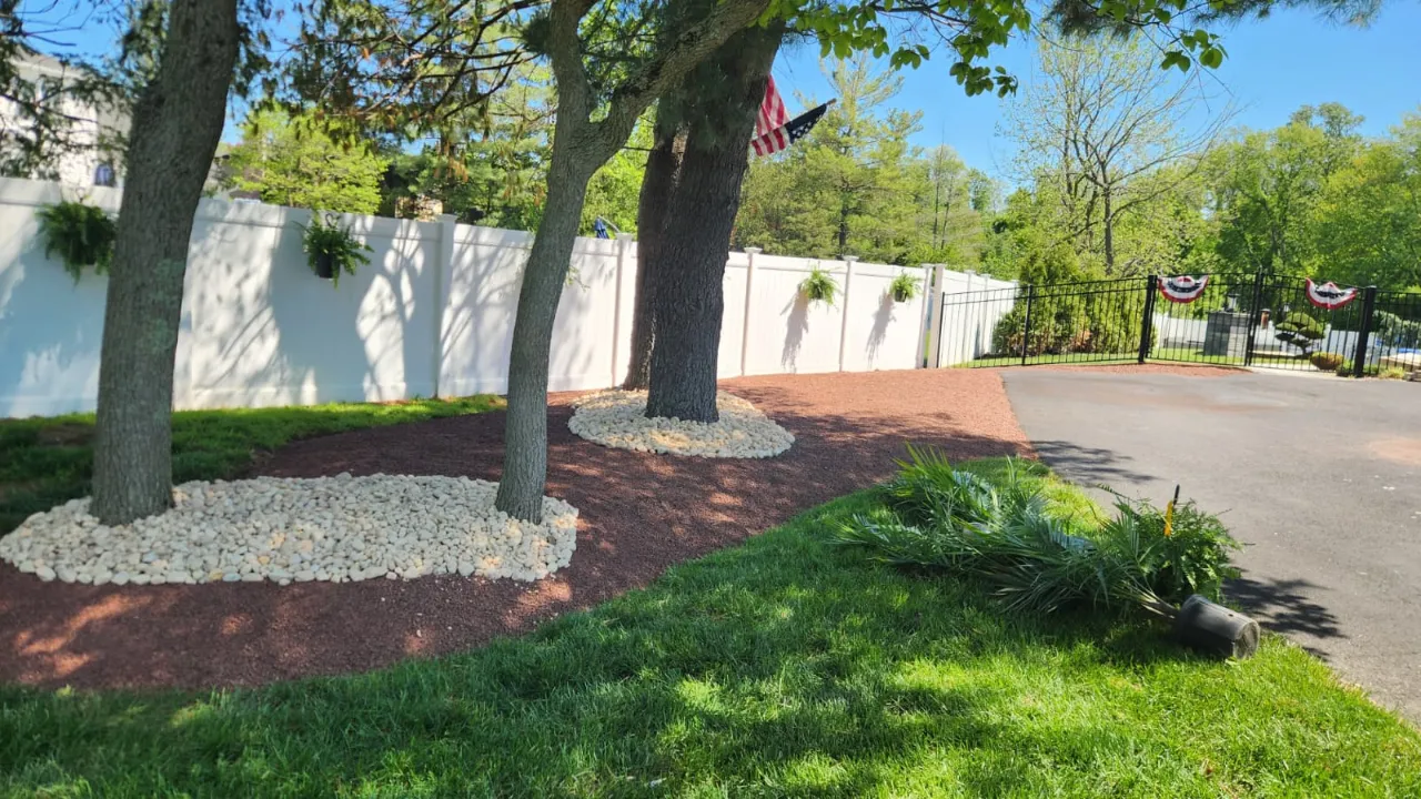 Mulch installed in garden beds in New Jersey