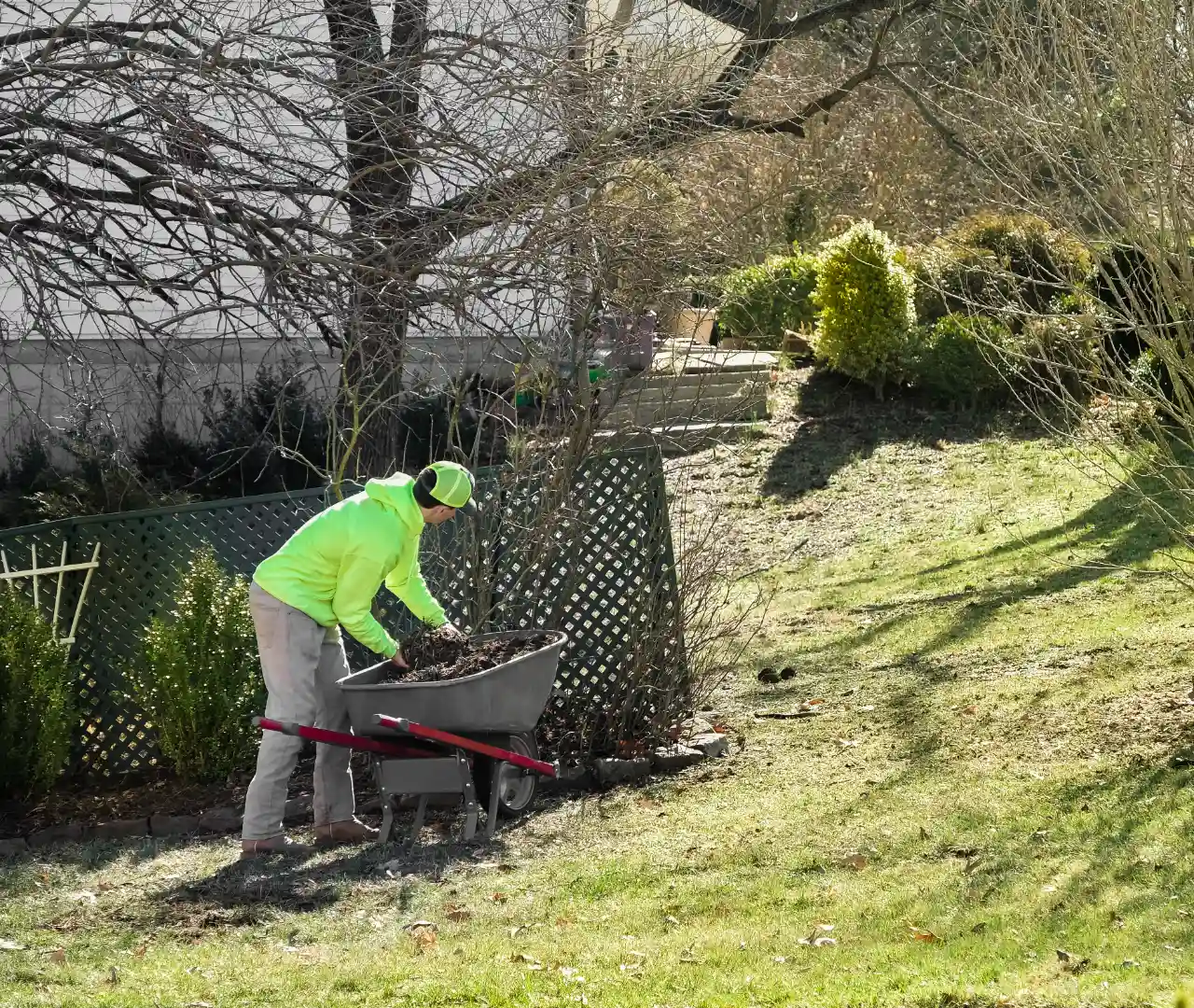 Mulching a flower bed in New Jersey